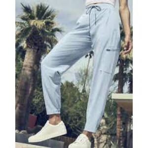ATHLETA Go Far Travel Pant in Light Blue.